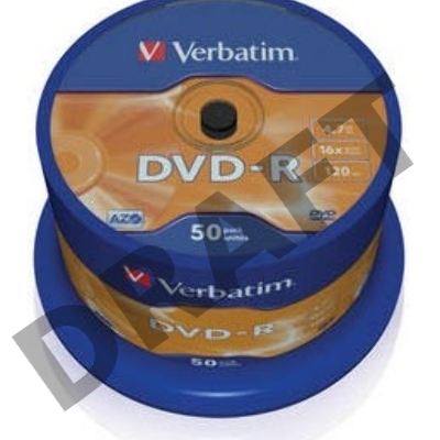 Диск DVD-R Verbatim 4.7Gb 16x Cake Box (50шт) (43548)