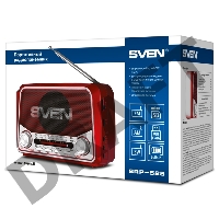 Радиоприемник АС SVEN SRP-525, красный (3 Вт, FM/AM/SW, USB, microSD, фонарь, встроенный аккумулятор)