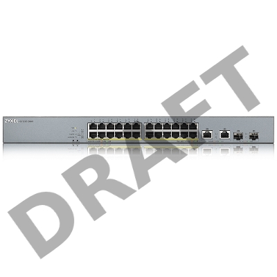 Коммутатор Zyxel GS1350-26HP, 24xGE PoE+, 2xCombo (SFP/RJ-45), бюджет PoE 375 Вт, дальность передачи питания до 250 м, автоперезагрузка PoE-портов, повышенная защита от перенапряжений и электростатических разряд