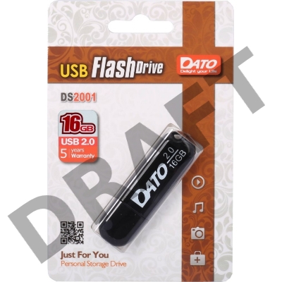 Флеш Диск Dato 16Gb DS2001 DS2001-16G USB2.0 черный