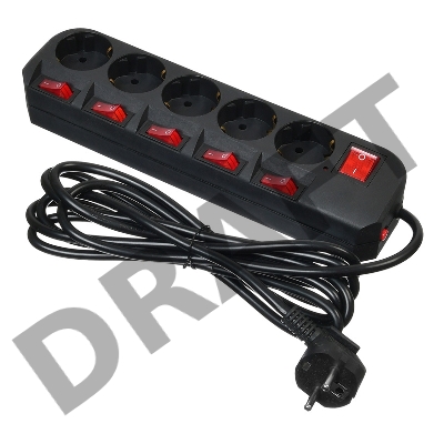 Сетевой фильтр Buro 500SH-3-SW-B 3м (5 розеток) черный (коробка)