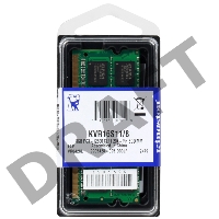 Модуль памяти Kingston SO-DIMM DDR3 8Gb 1600MHz  KVR16S11/8 RTL PC3-12800 CL11  204-pin 1.5В