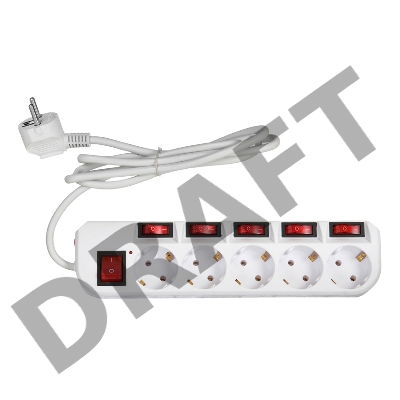 Сетевой фильтр Buro 500SH-1.8-SW-W 1.8м (5 розеток) белый (коробка)