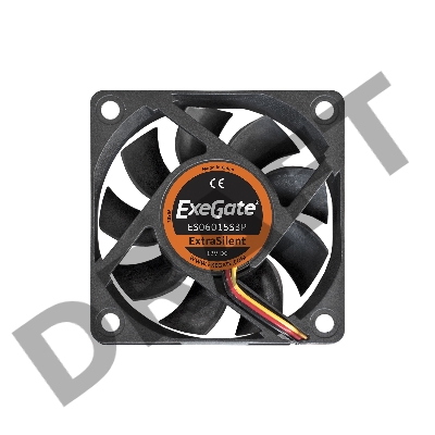 Вентилятор ExeGate ExtraSilent ES06015S3P, 60x60x15 мм, подшипник скольжения, 3pin, 2500RPM, 22dBA
