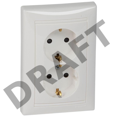 Двухместная розетка с заземлением и защитными шторками, белая литая Legrand Valena 774427