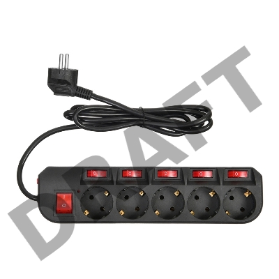 Сетевой фильтр Buro 500SH-1.8-SW-B 1.8м (5 розеток) черный (коробка)