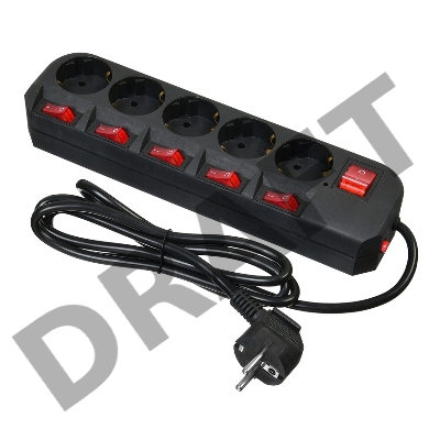 Сетевой фильтр Buro 500SH-1.8-SW-B 1.8м (5 розеток) черный (коробка)