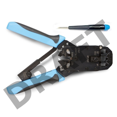 Монтажный инcтрумент Hyperline HT-2008AR Инструмент обжимной для RJ-45, RJ-12, RJ-11 (8P8C, 6P6C, 4P4C), профессиональный, с храповым механизмом 