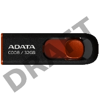 Флеш Диск ADATA Flash Drive 32Gb С008 AC008-32G-RKD {USB2.0, Black-Red}