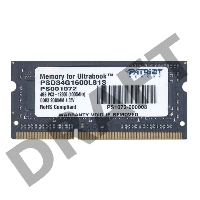 Модуль памяти Patriot SO-DIMM DDR3 4GB PSD34G1600L81S (PC3-12800, 1600MHz, 1.35V)