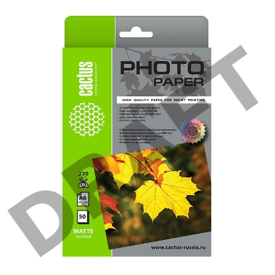 Фотобумага Cactus CS-MA623050 A6/230г/м2/50л./белый матовое для струйной печати