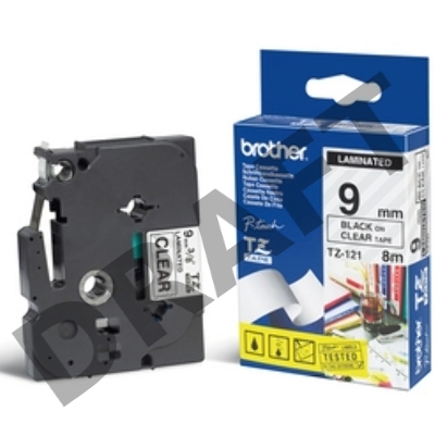 Наклейка ламинированная TZ-E121 (9 мм черн/прозр)