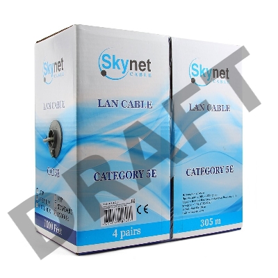 Кабель SkyNet Standart UTPнг-LSZH 4x2x0,48, низкое дымовыделение, нулевое содержание галогенов, медный, FLUKE TEST, кат.5e, однож., 305 м, box, оранжевый