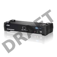 Переключатель KVM ATEN (CS1782A-AT-G) KVM+Audio+USB 2.0,  1 user USB+DVI =>  2 cpu USB+DVI, со шнурами USB 2х1.8м., 2560x1600 60Hz DVI-D Dual Link/204
