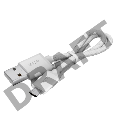 Кабель GCR 1.0m MicroUSB, быстрая зарядка, белый нейлон, GCR-54082