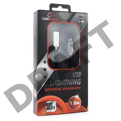 Кабель USB Cablexpert для Apple CC-P-APUSB02Bk-1.8M, MFI, AM/Lightning, серия Platinum, длина 1.8м, черный, блистер