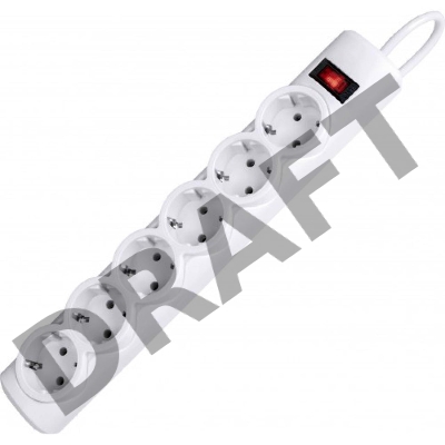 Сетевой фильтр Defender Фильтр DFS 155 5.0 m, 6 розеток, белый 99493