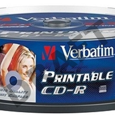 Диск CD-R Verbatim 700Mb 52x Cake Box (25шт) Printable (43439)