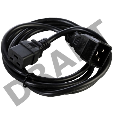 Шнур питания ЦМО с заземлением IEC 60320 C19/IEC 60320 C20, 16А/250В (3x1,5), длина 3 м. (R-16-Cord-C19-C20-3)