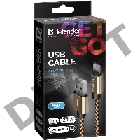 Кабель DEFENDER LIGHTNING TO USB2 1M GOLD ACH01-03T 87806 DEFENDER