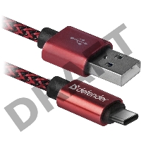 Кабель USB2.0 TO TYPE-C DEFENDER 1M RED USB09-03T 87813