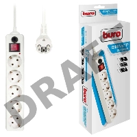 Сетевой фильтр Buro 500SH-10-W 10м (5 розеток) белый (коробка)
