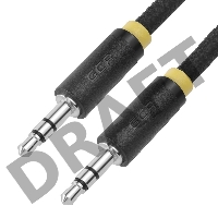 Кабель GCR 0.25m аудио jack 3,5mm/jack 3,5mm, нейлон, черный, желтая окантовка, ультрагибкий, 28 AWG, M/M, Premium, экран, стерео, GCR-53540