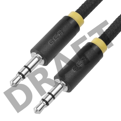 Кабель GCR 0.25m аудио jack 3,5mm/jack 3,5mm, нейлон, черный, желтая окантовка, ультрагибкий, 28 AWG, M/M, Premium, экран, стерео, GCR-53540