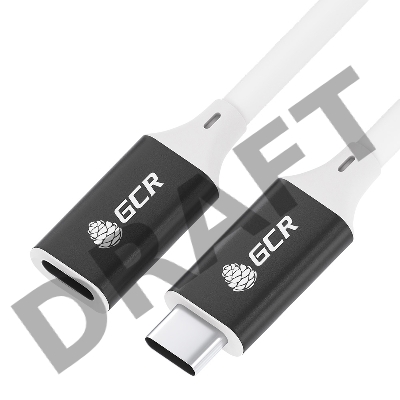 Удлинитель GCR USB 3.1 Type C-С, 3.0m белый, 100W/20V/5A, M/F, TPE, AL сase черный, белый ПВХ, экран, армированный, GCR-53735