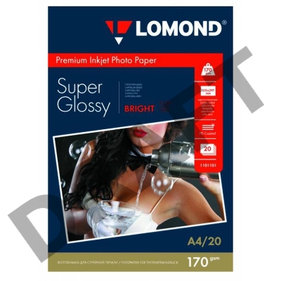 Фотобумага Lomond 1101101 A4/170г/м2/20л./белый высокоглянцевое для струйной печати