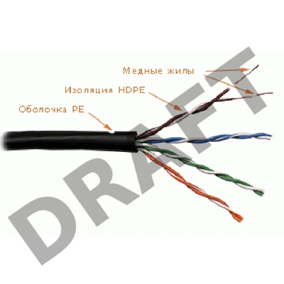 Кабель информационный Lanmaster LAN-5EUTP-OUT кат.5е U/UTP не экранированный 4X2X24AWG PVC внешний 305м черный