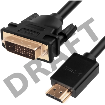 Кабель Greenconnect HDMI-DVI 5.0m черный, OD7.3mm, 28/28 AWG, позолоченные контакты, 19pin AM / 24+1M AM double link, GCR-HD2DVI1-5.0m, тройной экран