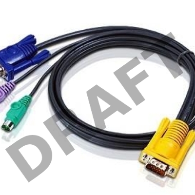 Кабель ATEN KVM Cable 2L-5206P -Кабель для KVM: 2*PS/2(m)+DB15(m) (PC) -на- SPHD15(m) (KVM), 6м