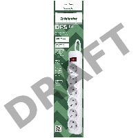 Сетевой фильтр Defender DFS 151 1,8 м, белый, 6 розеток  99489