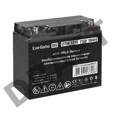 Аккумуляторная батарея ExeGate DTM 1218 (12V 18Ah, клеммы F3 (болт М5 с гайкой))