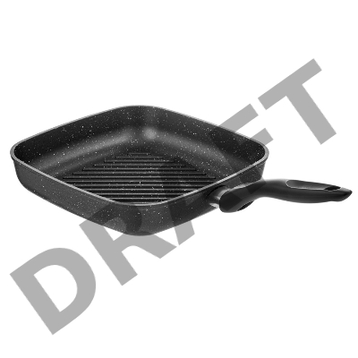 Сковорода-гриль литая Великие Реки Жар-26КГ квадратная, классическая каменная черная 26*26см