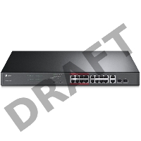 Коммутатор TP-LINK TL-SL1218MP Неуправляемый коммутатор PoE на 16 портов 10/100 Мбит/с и 2 гигабитных порта