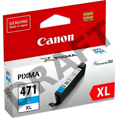 Картридж Canon CLI-471C XL (0347C001), голубой повышенной емкости, 11 мл, до 680 стр. A4, для Pixma iP7240/ MG5440/MG5740/MG6340/MG6840/MG7740/ TS5040/TS6040/TS8040/TS9040 (CLI-471XLC / CLI-471XL C)