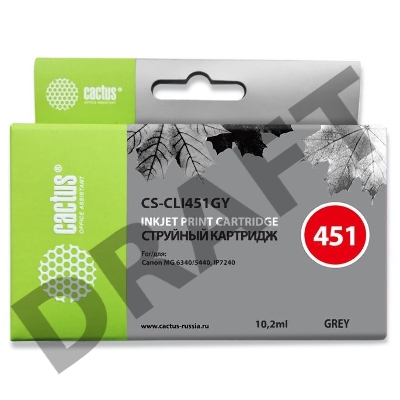 Картридж струйный Cactus CS-CLI451GY серый для Canon MG 6340/5440/IP7240 (9,8ml)
