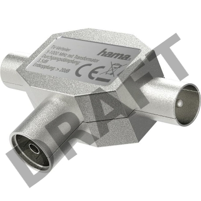 Адаптер антенный Hama H-205236 Coax (f)/2xCoax (f) серебристый (00205236)