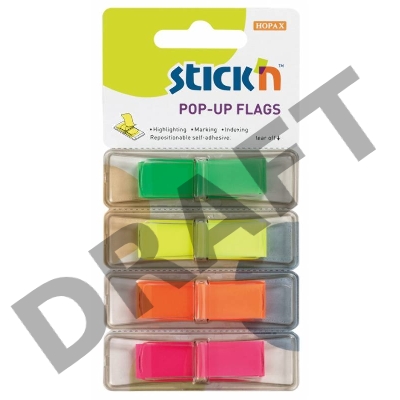 Закладки самокл. индексы пластиковые Hopax 26017 12x45мм 4цв.в упак. 40лист Z-сложение блистер
