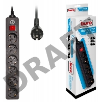 Сетевой фильтр Buro 600SH-1.8-B 1.8м (6 розеток) черный (коробка)