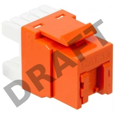 Модуль Keystone, RJ45, кат.5E, UTP, 180 градусов, со встроенной шторкой, оранжевый