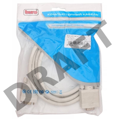 Удлинитель Buro кабеля VGA-15M/Fpro SVGA 15m/f для LCD мониторов 2 фильтра 1.8м