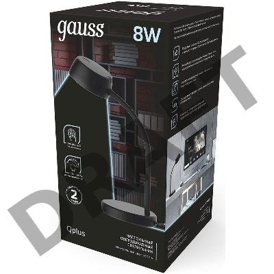 Светильник настольный Qplus модель GTL601 8W 600lm 4000K 170-265V черный диммируемый LED 1/8