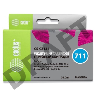 Картридж струйный Cactus CS-CZ131 (№711) пурпурный для HP DesignJet T120/T520 (26мл)