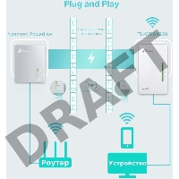 Сетевое оборудование TP-Link TL-WPA4220 300Mbps Wireless AV500 Powerline Extender, 500Mbps Powerline Datarate, 2 10/100Mbps Fast Ethernet ports, HomePlug AV, Plug and Play, WiFi Clone, Single Pack