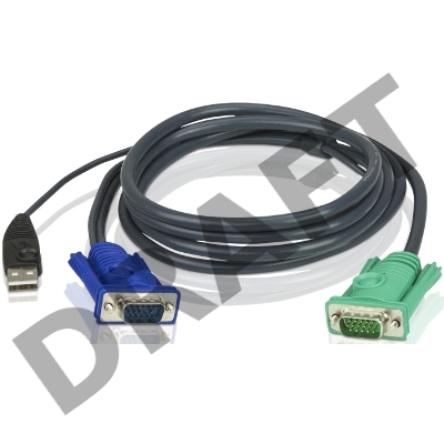 Шнур, мон+клав+мышь USB ATEN, SPHD15=>HD DB15+USB A-Тип, Male-2xMale,  8+4 проводов, опрессованный,   1.8 метр., черный, (2L-5202U)