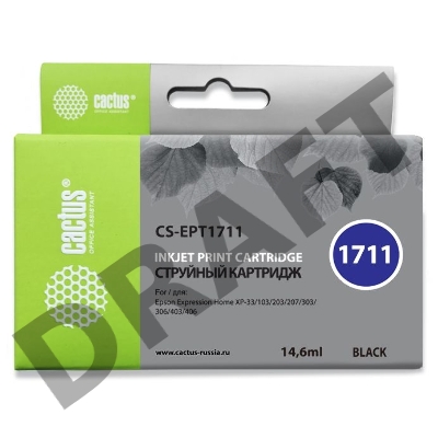 Картридж струйный Cactus CS-EPT1711 черный для Epson Expression Home XP-33/103/203/207/303 (14,6ml)