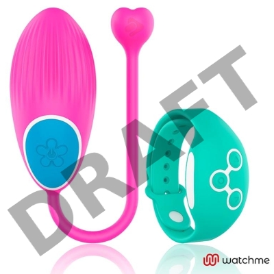 Розовое виброяйцо с зеленым пультом-часами Wearwatch Egg Wireless Watchme